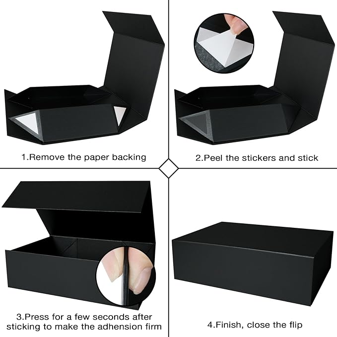 Aimyoo Galaxy Black Magnetic Gift Boxes with Lids 13.8x9x4.3 in, Large Bridesmaid Groomsman Proposal Box, Rectangle Collapsible Box for Present Graduation Birthday Storage 5 Pack-NeatNest