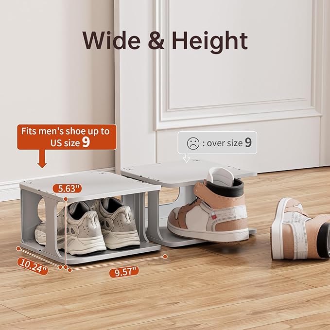 HAIXIN Shoe Rack for Closet - Stackable Shoe Organizer for Closet, Space-Saving Narrow Shoe Rack for Front Door Entrance, Grey-NeatNest