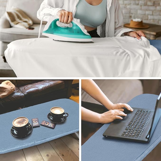 Table Top Ironing Board, RAINHOL Small Folding Iron Board Portable with Non-Slip Feet, Travel Compact Ironing Table for Dorm and Small Space, 31"x12", Blue