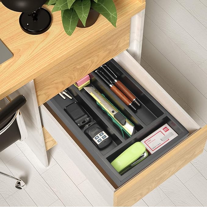 Ayiaren Wooden Silverware Drawer Organizer Tray Small Kitchen Utensil Holder for Drawer Narrow Flatware Organizers Divider Black Wood Cutlery Trays Bamboo Utensil Organizer Spoon and Fork Holder Tray-NeatNest