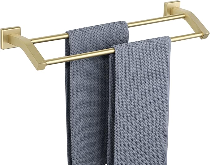 Alise Bath Double Towel Bars Towel Racks for Bathroom Lavatory,Wall Mount Towel Holder Heavy Duty SUS304 Stainless Steel Towel Hanger Towel Rail,Gold Finish,20 Inch
