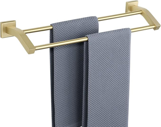 Alise Bath Double Towel Bars Towel Racks for Bathroom Lavatory,Wall Mount Towel Holder Heavy Duty SUS304 Stainless Steel Towel Hanger Towel Rail,Gold Finish,20 Inch