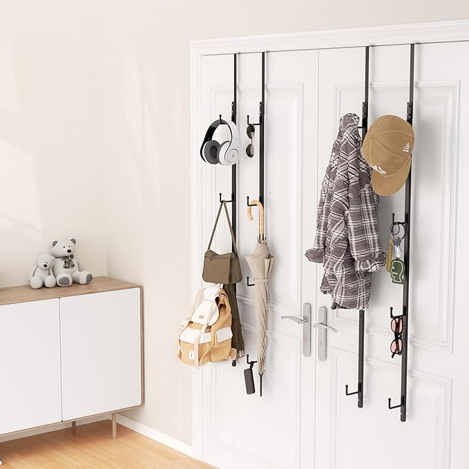 HapiRm Over Door Hat Rack - 4 Packs Metal Hanging Hat Organizer with 16 Hooks Design, Baseball Cap Hanger Organizer Storage Holds up to 80 Caps for Door, Bedroom, Closet-NeatNest