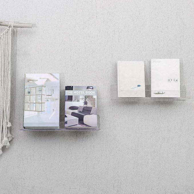 CY craft 6 PCS Acrylic Invisible Floating Bookshelf for Kids Room,15 inch Modern Picture Ledge Display Toy Storage Wall Shelf 5MM Thick U Shelves Storage Rack-NeatNest