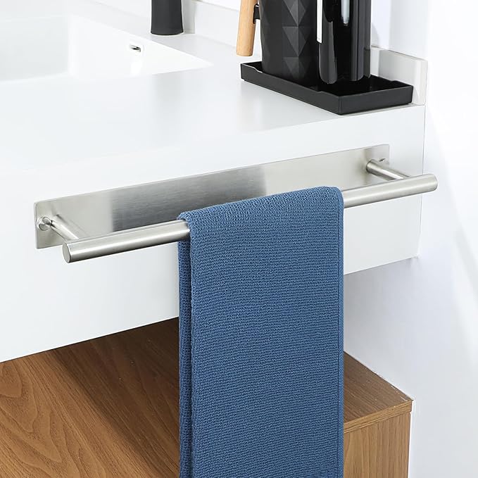 Alise Bath Towel Bars, 16 Inch Towel Hanger Towel Racks for Bathroom, SUS304 Stainless Steel Hand Towel Holder, Wall Mount with Self-Adhesive or Drilling, Nickel