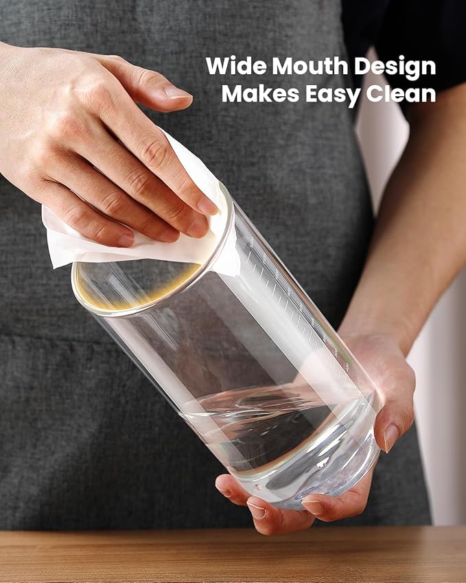 Coffee Canister with Airtight Lid, One-Press Button Borosilicate Glass Coffee Container with PP Silicone Lid, Food Storage Container for Grounds Coffee, 1lb Beans, Flour, Cereal, Sugar-NeatNest