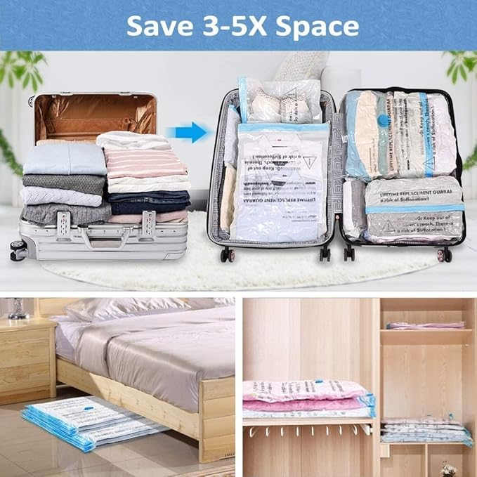 BoxLegend Vacuum Storage Bags with Hand Pump 6 Large 23.6’’x31.5’’ Thickened Vacuum Seal Bags for Clothing Coat Bedding Quilt Blanket Pillow Comforters-NeatNest