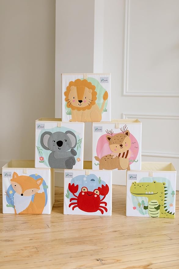 Crocodile Storage Cube- Organizer for Nursery, Playroom, Bedroom, Closet. Foldable Box 13x13x13 inches. Children's Toy Box, Diaper Caddy, Clothing Basket, Book Bin, Baby Essentials & Kids Gift-NeatNest