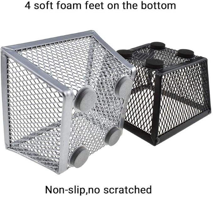 HAHIYO Stackable Paper Clip Mesh Holder Cup 2.2" Height 4 Pack Sturdy Paperclip Holder Container for Desk Drawer Organizer Collection for Home Office School Black Silver Soft Foam Feet No Sharp Edges-NeatNest