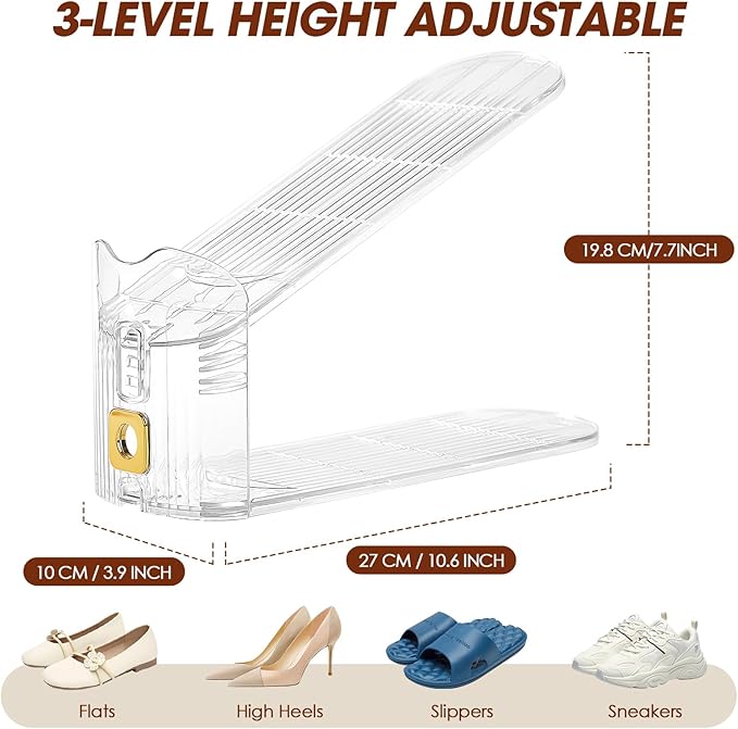 24 Pack Shoe Slots Organizer for Closet, Adjustable Shoe Stackers for a Pair of Shoes Shoe Rack Storage Shoe Space Saver 50% Shoe Shelf Display Holder for Closet-NeatNest