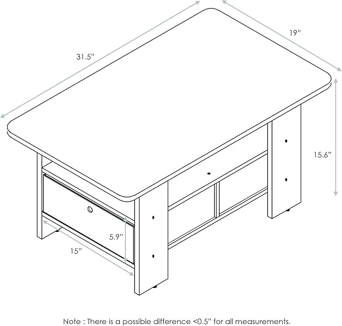 Furinno Coffee Table with Bins, Espresso/Brown-NeatNest