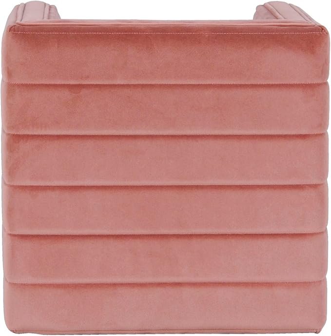 HomePop Modern Channel Tufted Velvet Ottoman Home Décor|Ottoman for Living Room & Bedroom - Blush Pink