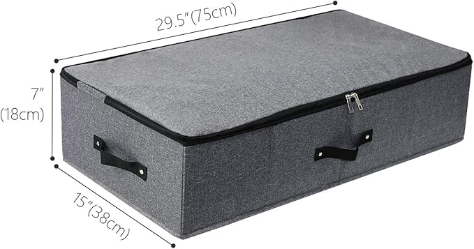 AMJ Large Under Bed Storage Containers, 3 Pack Closet Organizers Bins, Foldable Closet Organizers Storage for Blankets, Towels, Comforter, Sweaters, Linen Sheets, Wrapping Paper (Black Grey)-NeatNest