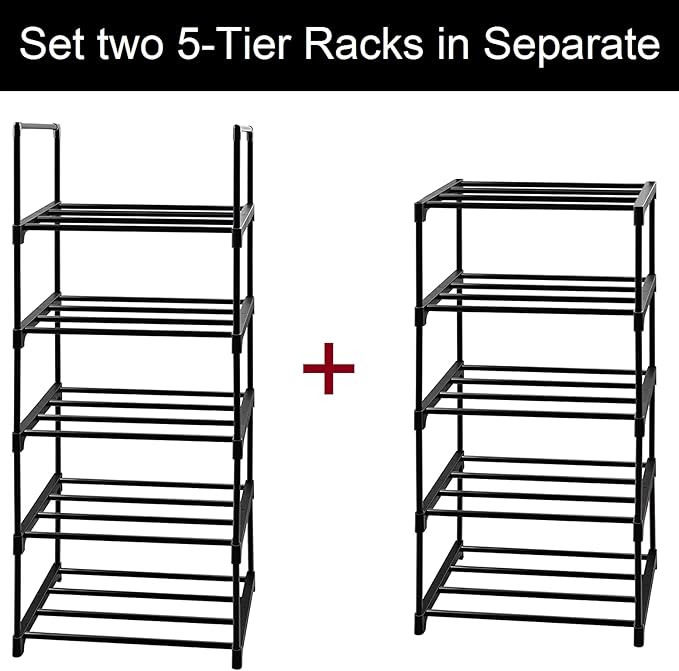10 Tier Metal Sturdy Shoe Rack, 10 Tier Tall Shoe Storage Organizer, Narrow Tall Shelf Organizer for Entryway, Closet, Bedroom-NeatNest