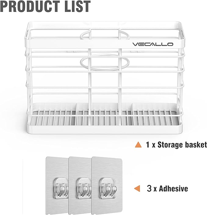 Hair Tool Organizer Shower Caddy Bathroom Hair Care and Styling Tool Organizer Storage Basket and Container for Hair Dryer, Flat Irons, Curling Wands, Hair Straighteners - Wall Mount No Drilling Rustproof Stainless Steel Bathroom Shelf-NeatNest