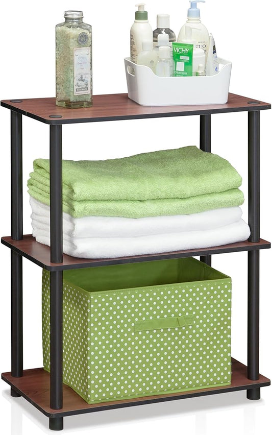 Furinno Turn-N-Tube 3-Tier Compact Multipurpose Shelf Display Rack, Dark Cherry-NeatNest