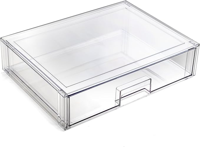 BINO | Stackable Storage Drawers, Shallow X-Large - Clear | THE CRATE COLLECTION | Storage Bins With Drawers Bathroom Organizers and Storage Organization and Storage Under Sink Organizer Vanity Home-NeatNest