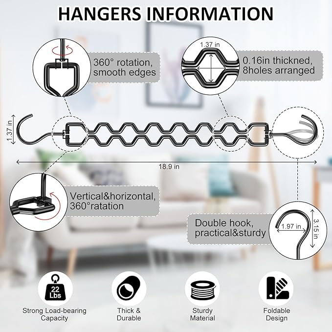 12 Pack Space Saving Hangers for Clothes, Heavy Duty 30Lbs Capacity Magic Collapsible Clothes Space Saver Metal Hanger Organizer with 360° Swivel Hook, Closet Organizers Dorm Room Essentials Black-NeatNest