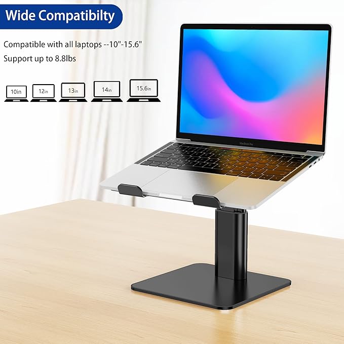 BESIGN LSX6N Laptop Stand, Ergonomic Adjustable Notebook Riser Holder, Computer Stand Compatible with Air, Pro, Dell, HP, Lenovo More 10-15.6" Laptops, Black-NeatNest