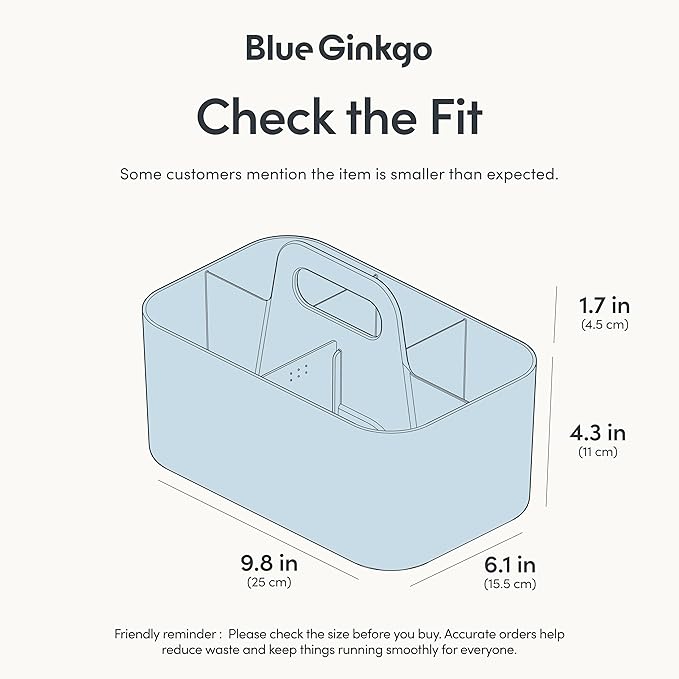 BLUE GINKGO Stackable Organizer Caddy – Korean-Made Portable Tote for Bathroom, Office, Crafts, or School Supplies (Rectangle, Blue)-NeatNest