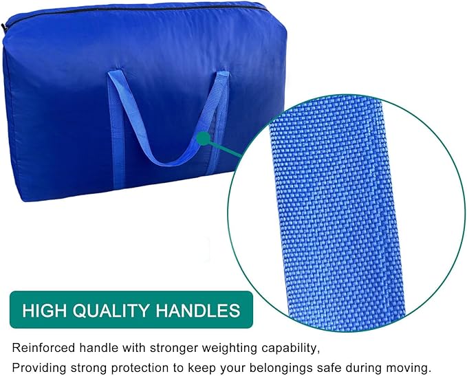 100L Extra Large Storage Bags, Big Moving Bags with Strong Zippers & Carrying Handles, Packing Bags for Moving, Storage, Travel and Camping, Storage Totes For Space Saving (Blue, 4 Pack)-NeatNest