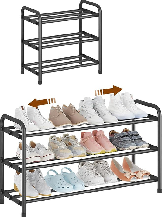 KANAV Expandable Shoe Rack Organizer – 3-Tier Shoe Shelf for Closet, Entryway & Front Door – Space-Saving Shoe Storage Solution-NeatNest