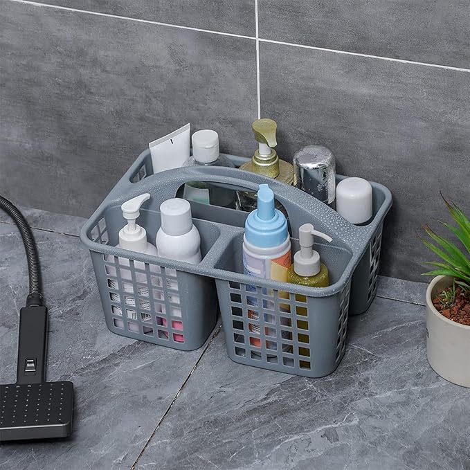 Portable Shower Caddy Basket,Convenient Cleaning Supplies Organizer with Compartments and Handle,Ideal for Bathroom, Bedroom, Kitchen, College Dorm,Garden,etc.gray-2 Pcs