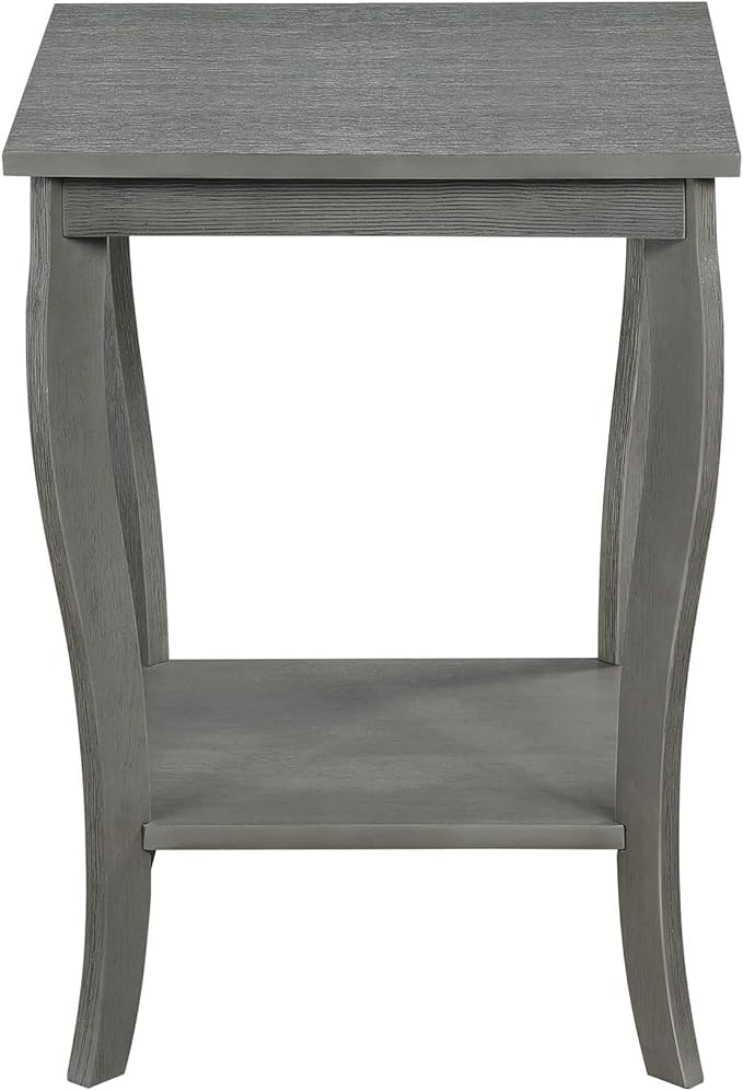 Convenience Concepts American Heritage Square End Table with Shelf, Wirebrush Dark Gray-NeatNest