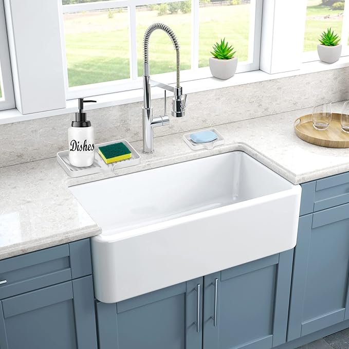 Kitchen Sink Tray,Self Draining Kitchen Soap Tray Soap Holder Silicone Sponge Holder for Kitchen Sink,Kitchen Bathroom Sink Caddy Sink Organizer for Sponge,Soap Dispenser,Dish Scrubber,Palm Brush-NeatNest