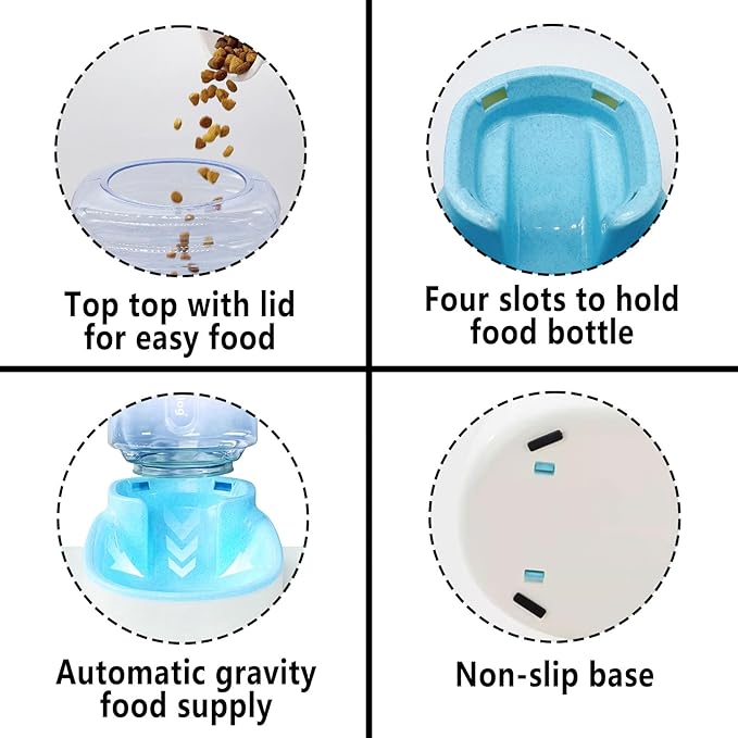 kathson Automatic Cat Feeder 1 Gallon Gravity Dog Food Dispenser Large Capacity Self Feeding Pet Food Bowl for Puppy Kitten Rabbit Blue-NeatNest