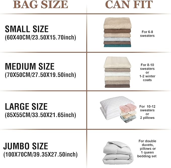 10 Small Vacuum Storage Bags with Travel Hand Pump, Small Vacuum Seal Bags for Clothing, Space Saver Bags for Clothes-NeatNest