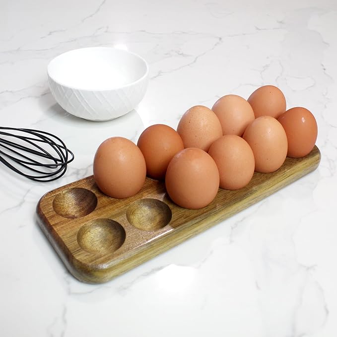 GUI'S CHICKEN COOP Egg Tray - Rustic Wooden Egg Holder For Eggs Usable in Kitchen Refrigerator, or Countertop for Display or Storage - Easy to Clean… (12 Eggs)