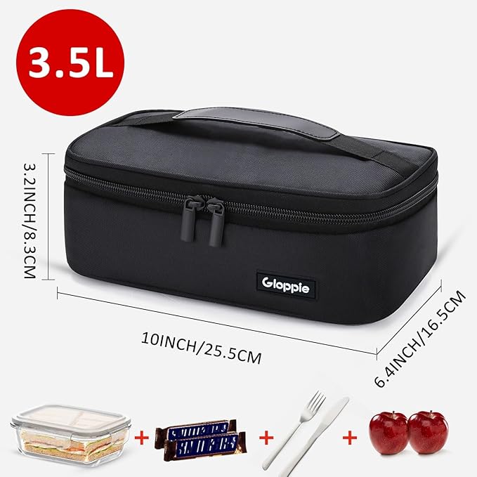 Gloppie Small Lunch Bag for Adults & Kids - Compact Insulated Lunch Box, Durable & Food-Grade Lining | Portable Cooler for Work, School, Travel (Black)-NeatNest