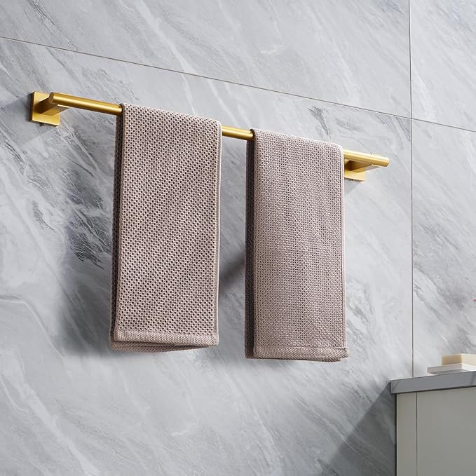 Miyili Bathroom Towel Bar 24-Inch Towel Rack Stainless Steel Bath Towel Hanger Wall Mount Gold Finish, A02G60A