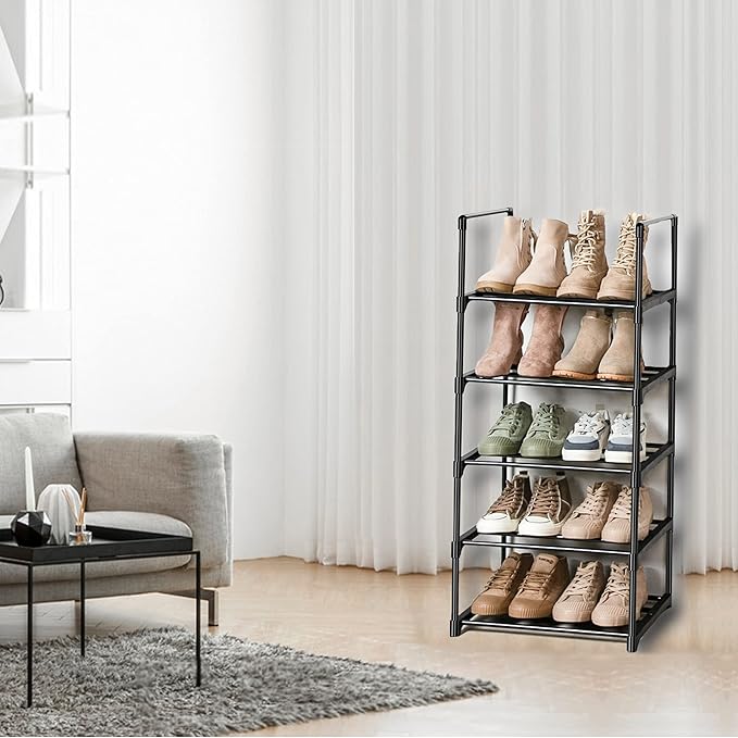 Shoe Rack, Sturdy Metal Shoes Rack Organizer,Narrow Shoes Stand Shelf 5 Tier Shoe Racks for Closets Small Space-NeatNest