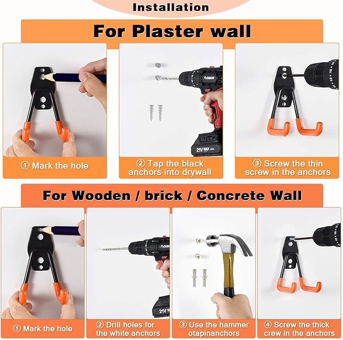 32 Pack Garage Hooks garage organization Steel Heavy Duty Garage Storage Hooks Utility Steel Wall Mount Garage Hanger &Organizer for Bikes,Garden Tools, Ladders, Bulk Items Ropes and More Equipment