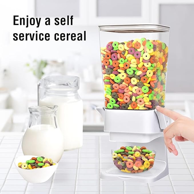 Cereal Dispenser Countertop Large Cereal Containers Storage Dispenser For Pantry Dry Food Dispenser Countertop Rice Candy Dispenser Machine For Snack,Nuts, Granola(White,3 pack)-NeatNest