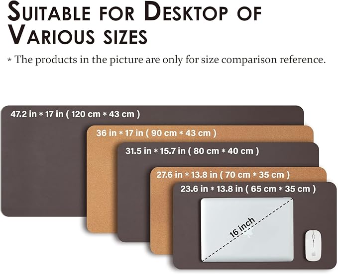 Cork Desk Mat - Dual-Sided Desk Pad for Office and Home - Desk Organization and Accessories - Ideal for Large Mouse Pad and Desk Mats on Top of Desks(Coffee,27.6"x 13.8")-NeatNest
