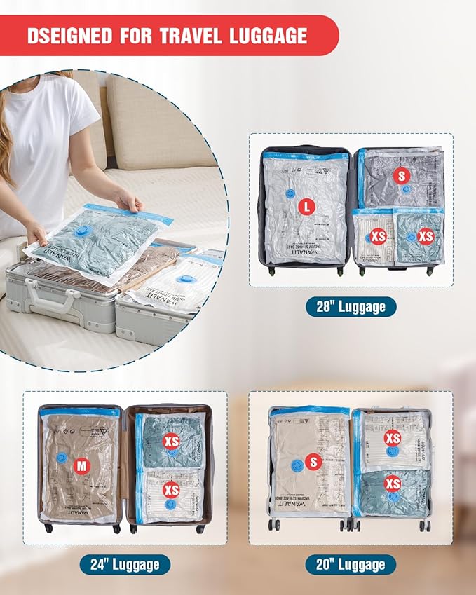 Travel Vacuum Storage Bags with Hand Pump, 16 Pack (4L+4M+4S+4XS) Vacuum Seal Bag Travel Essentials Space Saving Bags for Clothes, Luggage, Carry-on Suitcase, Backpack, Holiday Business Trip-NeatNest