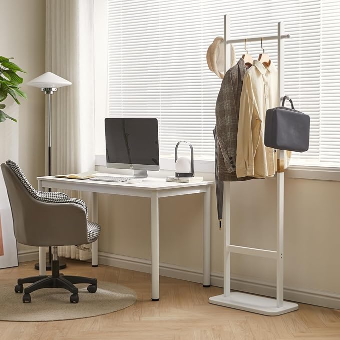 Clothing Rack for Hanging Clothes, White Freestanding Clothes Rack Heavy Duty, Small Hanging Rack Hall Tree, Very Sturdy Coat Rack Stand White USYD-201-NeatNest