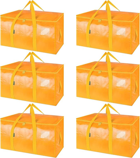 BALEINE 6-Pack Oversized Moving Bags with Reinforced Handles, Heavy-Duty Storage Tote for Clothes, Moving Supplies (Light Yellow, 6-Pack)-NeatNest
