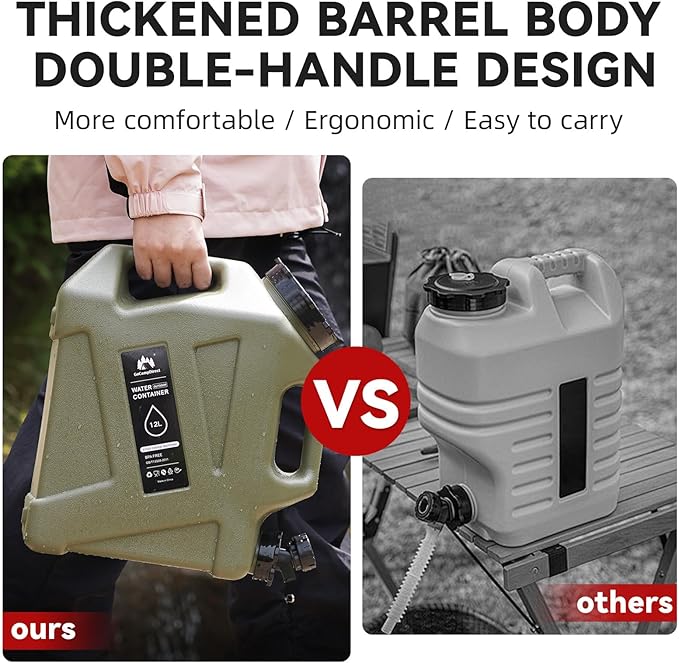 Camping Water Jug - 3.2 Gallan Water Container with Spigot | Portable Water Tank for Outdoor Hiking Picnic Supplies - Black-NeatNest