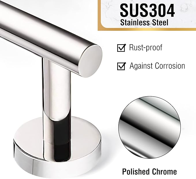 HITSLAM Chrome 31.6 Inch Towel Bar for Bathroom, SUS304 Stainless Steel Bathroom Towel Rack Wall Mounted, Modern Home Decor Bath Towel Holder with Hardware Accessories