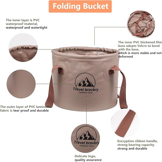 Durable Multifunctional Portable Folding Bucket Water Supplies for Outdoor Garden Camping Fishing Car Wash Space Saving (20l-20L, Grey)-NeatNest