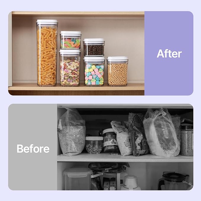 Food Airtight Containers storage with Lids One Button Open/POP UP/Kitchen Storage Organization for Coffee Tea Brown Sugar Cereals 350ml x 1