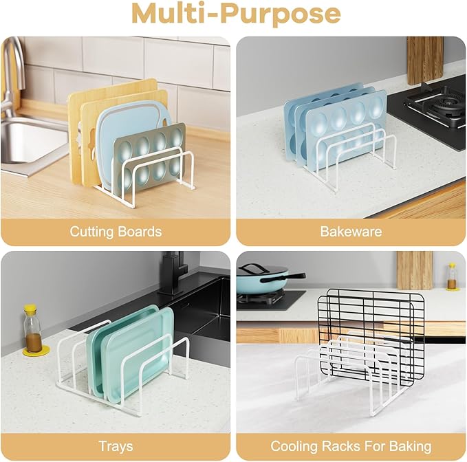 Cutting Board Organizer, 2Pcs Cutting Board Holder Rack Baking Cookie Pan Sheets Cooling Small Racks Storage Stand for Kitchen Cabinet Countertop Bakeware Organizer 7.87 x 7.2 x 3.15 White-NeatNest