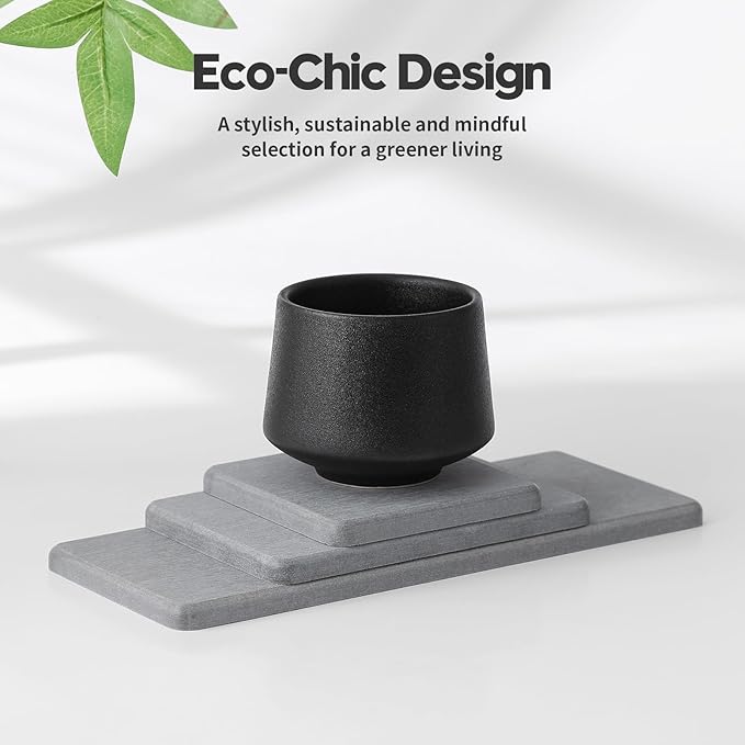 3PCS Bathroom Sink Vanity Trays, Quick Stone Drying Mat Dish Soap Dispenser Sponge Holder for Kitchen Counter, Diatomaceous Earth Water Absorbing Caddy Organizer, Light Grey-NeatNest