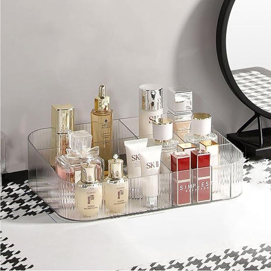Makeup Organizer with Drawers, Stackable Cosmetics Organizer, Large Make Up Organizer Storage Box, Ideal for Bathroom Countertop and Desk (1 x Tray, Clear)-NeatNest