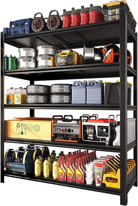 35.4” W Garage Shelving Units, 5 Tier Metal Shelving Heavy Duty, Adjustable Shelves for Garage Storage, 2500lbs Industrial Metal Shelf Unit for Basement/Warehouse/Shop