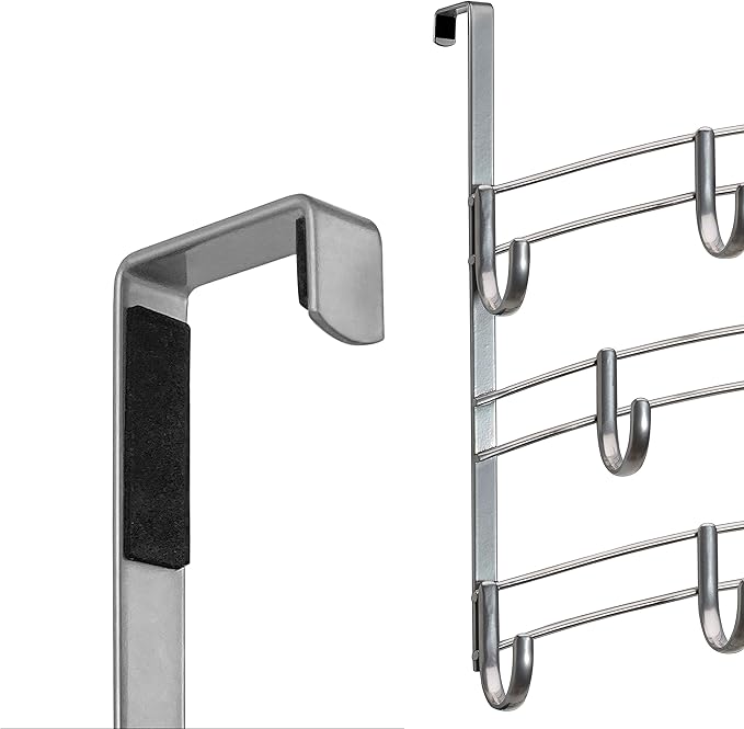 LYNK Professional® Home™ Over Door Hooks Rack - 14 Hook Over Door Hanger - Over Door Towel Rack - Hanging Towels or Clothes - Bathroom, Bedroom or Laundry Room - Lifetime Ltd. Warranty - Platinum